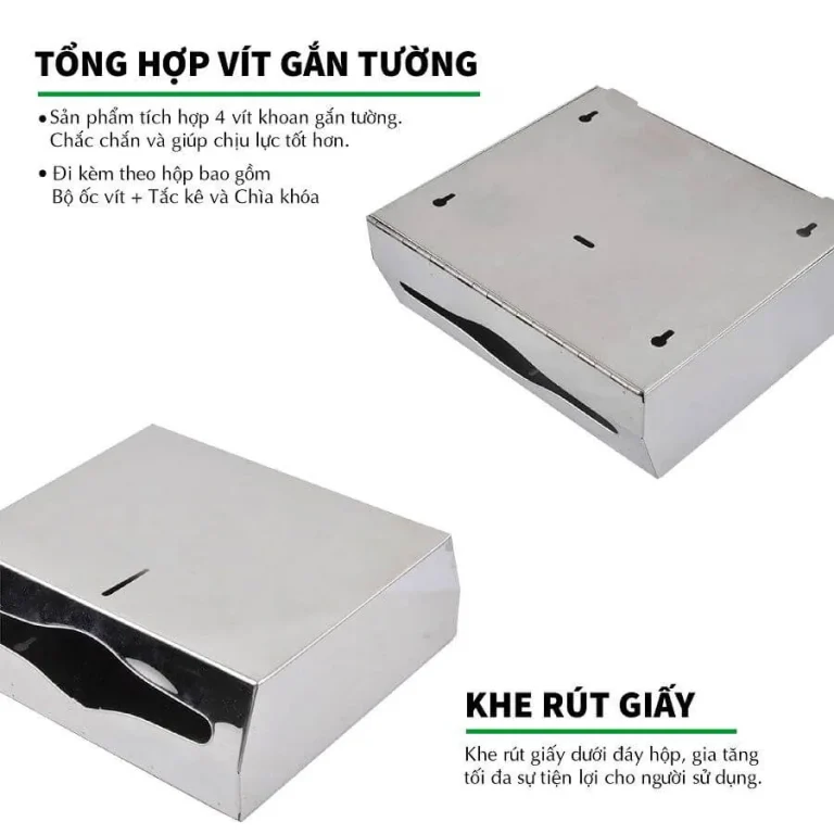 Hộp đựng khăn giấy lau tay inox trong nhà vệ sinh